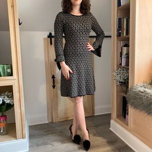 Black and gold shimmer sweater dress